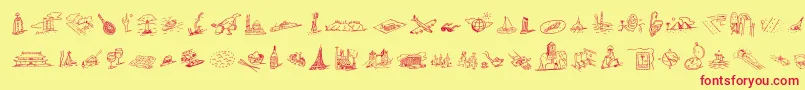 fuente DfJourneysLetPlain.1.0 – Fuentes Rojas Sobre Fondo Amarillo