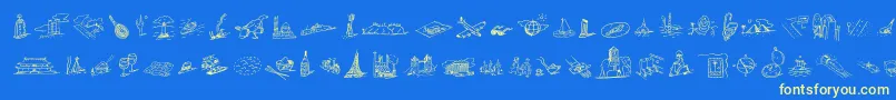 Police DfJourneysLetPlain.1.0 – polices jaunes sur fond bleu