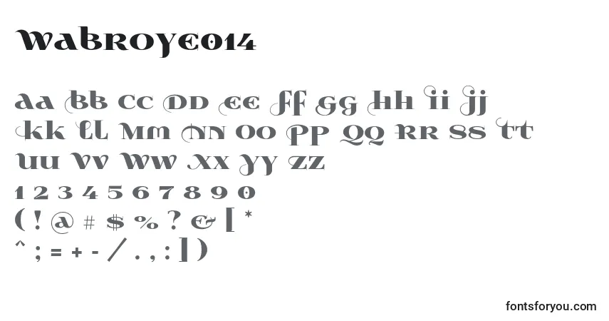 Czcionka Wabroye014 – alfabet, cyfry, specjalne znaki