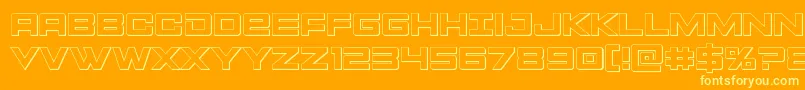 Montroc3D-Schriftart – Gelbe Schriften auf orangefarbenem Hintergrund