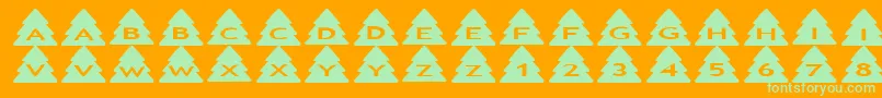 Asxmastrees-Schriftart – Grüne Schriften auf orangefarbenem Hintergrund