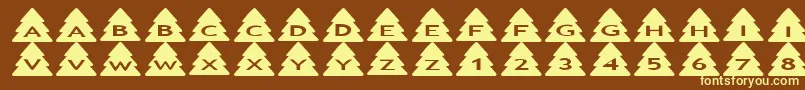 Asxmastrees-Schriftart – Gelbe Schriften auf braunem Hintergrund