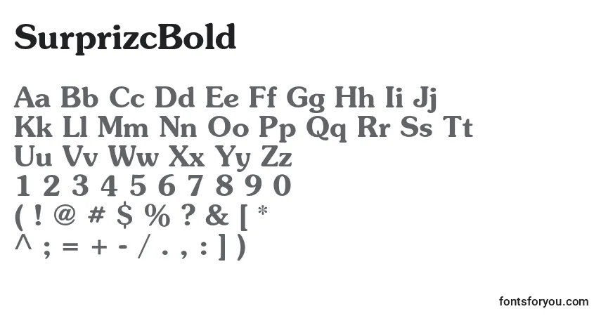 A fonte SurprizcBold – alfabeto, números, caracteres especiais