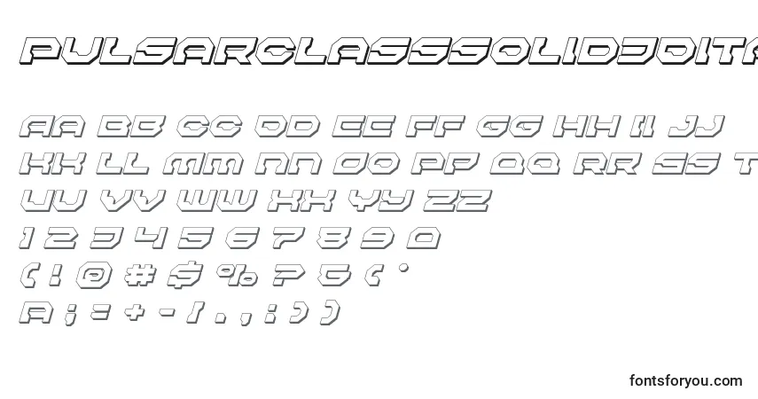 A fonte Pulsarclasssolid3Dital – alfabeto, números, caracteres especiais