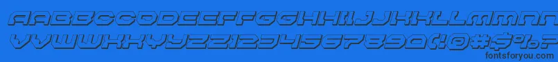 Pulsarclasssolid3Dital-Schriftart – Schwarze Schriften auf blauem Hintergrund