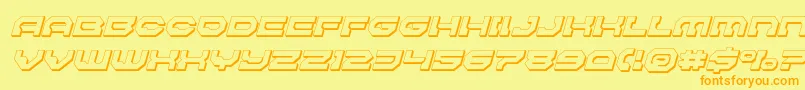Pulsarclasssolid3Dital-Schriftart – Orangefarbene Schriften auf gelbem Hintergrund