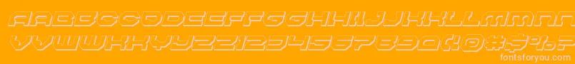 Pulsarclasssolid3Dital-Schriftart – Rosa Schriften auf orangefarbenem Hintergrund