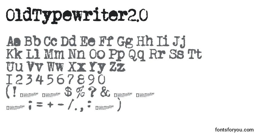 Czcionka OldTypewriter2.0 – alfabet, cyfry, specjalne znaki