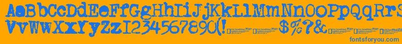 OldTypewriter2.0-Schriftart – Blaue Schriften auf orangefarbenem Hintergrund