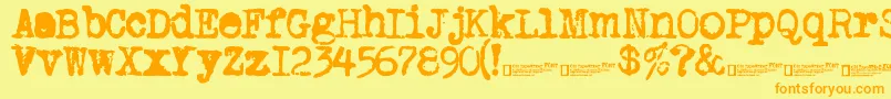 OldTypewriter2.0-Schriftart – Orangefarbene Schriften auf gelbem Hintergrund