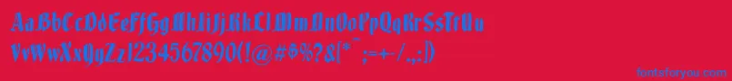 フォントBrokenwoodtypes – 赤い背景に青い文字
