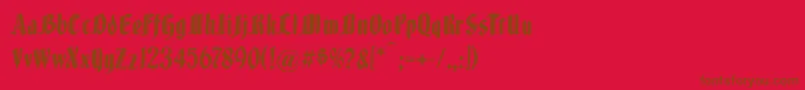 Czcionka Brokenwoodtypes – brązowe czcionki na czerwonym tle