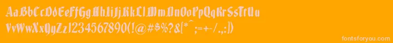 Brokenwoodtypes-fontti – vaaleanpunaiset fontit oranssilla taustalla