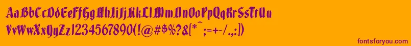 Brokenwoodtypes Font – Purple Fonts on Orange Background