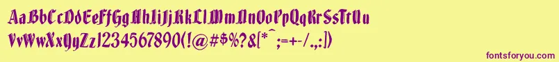 Brokenwoodtypes Font – Purple Fonts on Yellow Background