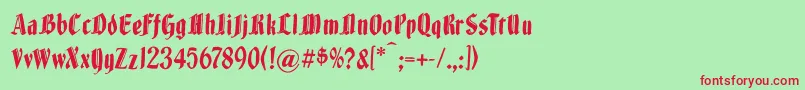 Brokenwoodtypes-Schriftart – Rote Schriften auf grünem Hintergrund