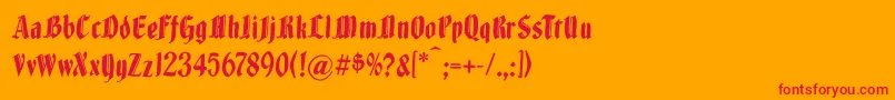 Brokenwoodtypes-Schriftart – Rote Schriften auf orangefarbenem Hintergrund