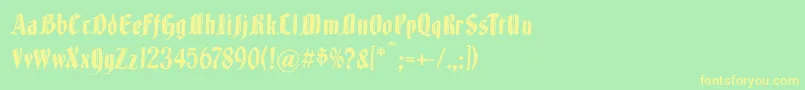 Czcionka Brokenwoodtypes – żółte czcionki na zielonym tle