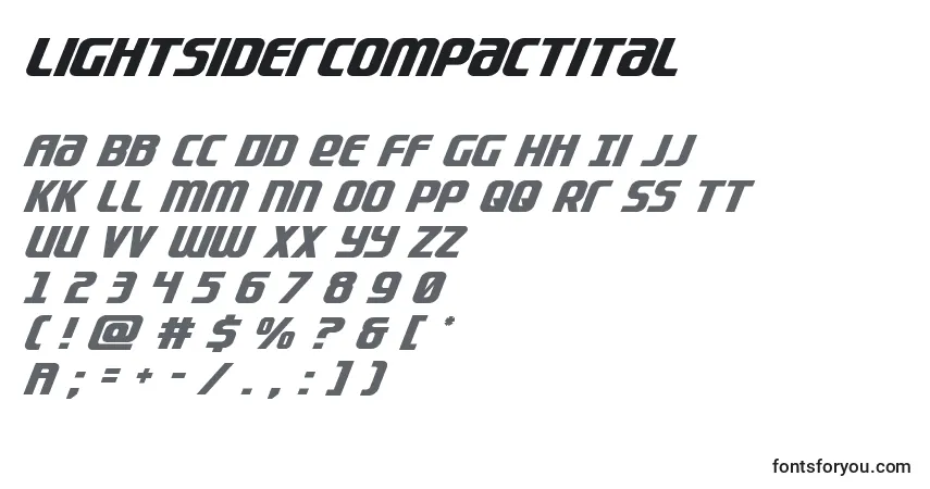 Шрифт Lightsidercompactital – алфавит, цифры, специальные символы