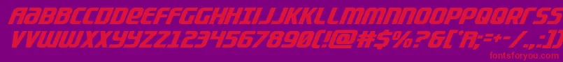Czcionka Lightsidercompactital – czerwone czcionki na fioletowym tle