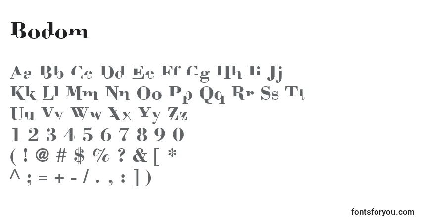 Schriftart Bodom – Alphabet, Zahlen, spezielle Symbole