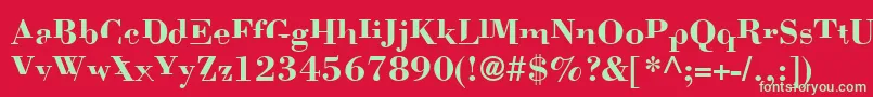 フォントBodom – 赤い背景に緑の文字