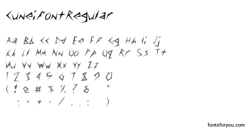 Fuente CuneifontRegular - alfabeto, números, caracteres especiales