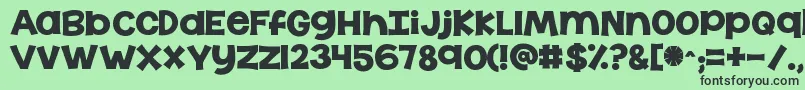 フォントKgthelasttime – 緑の背景に黒い文字