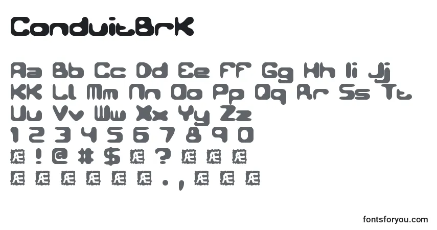 ConduitBrkフォント–アルファベット、数字、特殊文字