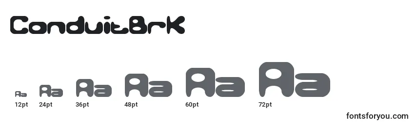 ConduitBrk Font Sizes