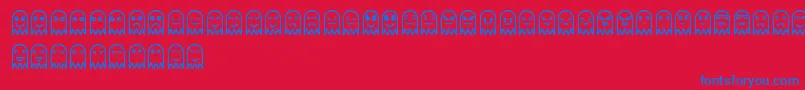 FantasmytasSt-Schriftart – Blaue Schriften auf rotem Hintergrund