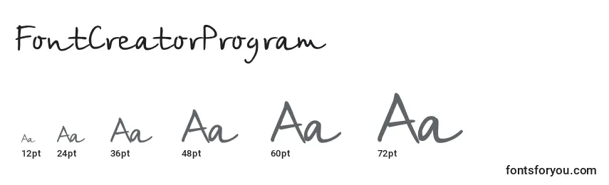 Größen der Schriftart FontCreatorProgram
