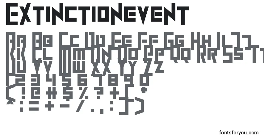 Шрифт Extinctionevent – алфавит, цифры, специальные символы