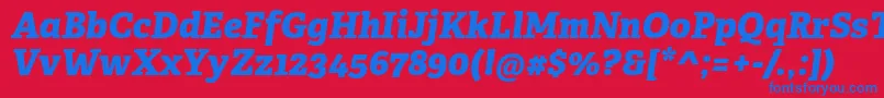 AdelleCyrillicExtraboldItalic Font – Blue Fonts on Red Background