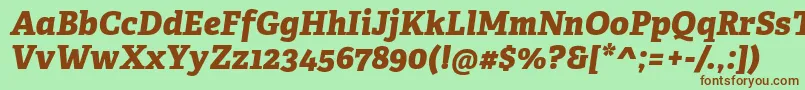 AdelleCyrillicExtraboldItalic Font – Brown Fonts on Green Background