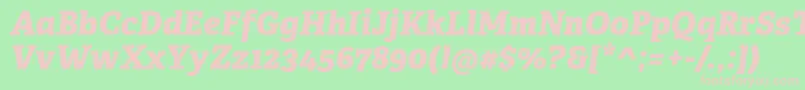 AdelleCyrillicExtraboldItalic Font – Pink Fonts on Green Background