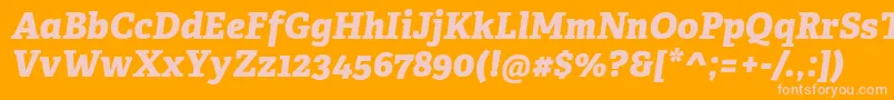 AdelleCyrillicExtraboldItalic Font – Pink Fonts on Orange Background