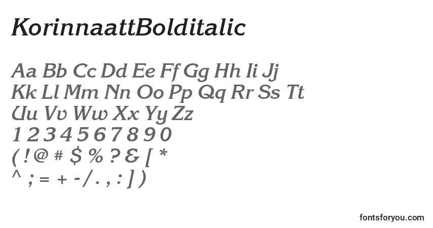 Шрифт KorinnaattBolditalic – алфавит, цифры, специальные символы
