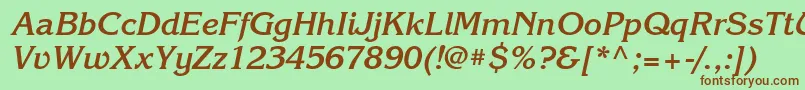 KorinnaattBolditalic-fontti – ruskeat fontit vihreällä taustalla