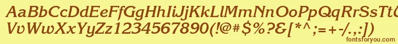 フォントKorinnaattBolditalic – 茶色の文字が黄色の背景にあります。