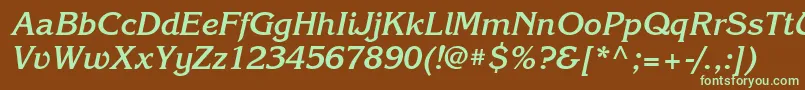 KorinnaattBolditalic-fontti – vihreät fontit ruskealla taustalla