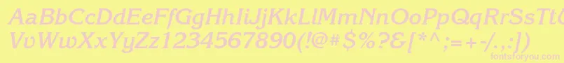 KorinnaattBolditalic-Schriftart – Rosa Schriften auf gelbem Hintergrund