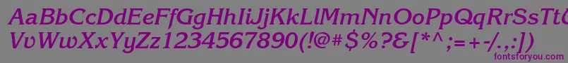KorinnaattBolditalic-fontti – violetit fontit harmaalla taustalla
