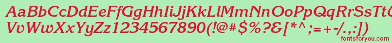 KorinnaattBolditalic-Schriftart – Rote Schriften auf grünem Hintergrund