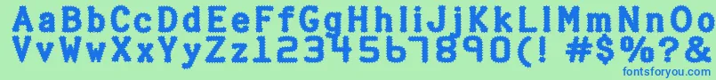 フォントHalterp ffy – 青い文字は緑の背景です。