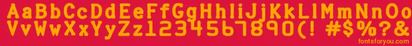 フォントHalterp ffy – 赤い背景にオレンジの文字