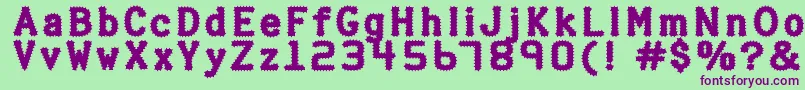 フォントHalterp ffy – 緑の背景に紫のフォント