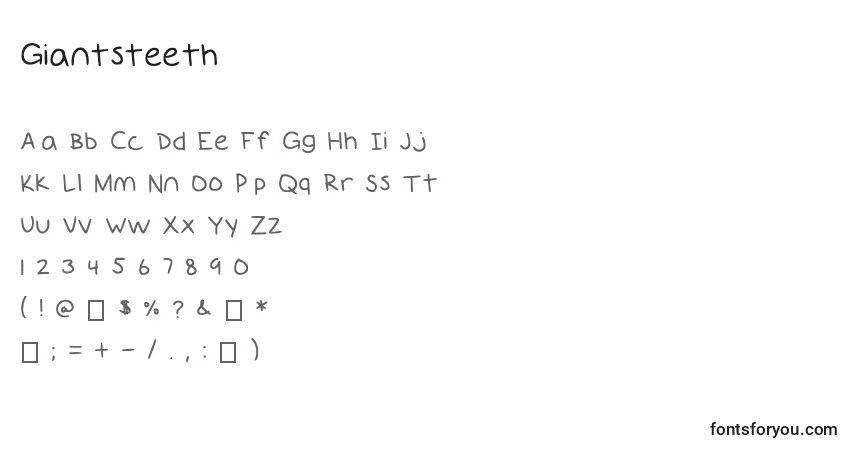 Czcionka Giantsteeth – alfabet, cyfry, specjalne znaki