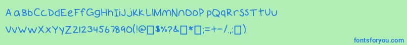 フォントGiantsteeth – 青い文字は緑の背景です。