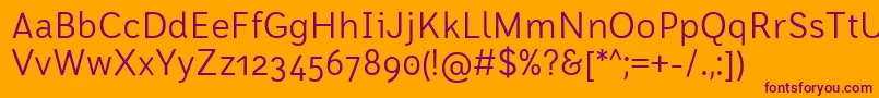 Шрифт FontRodonaRegularBeta – фиолетовые шрифты на оранжевом фоне
